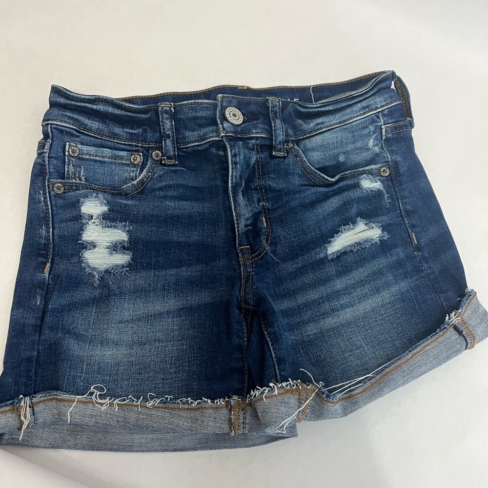 American Eagle Super Stretch MIDI Denim Shorts Size 0